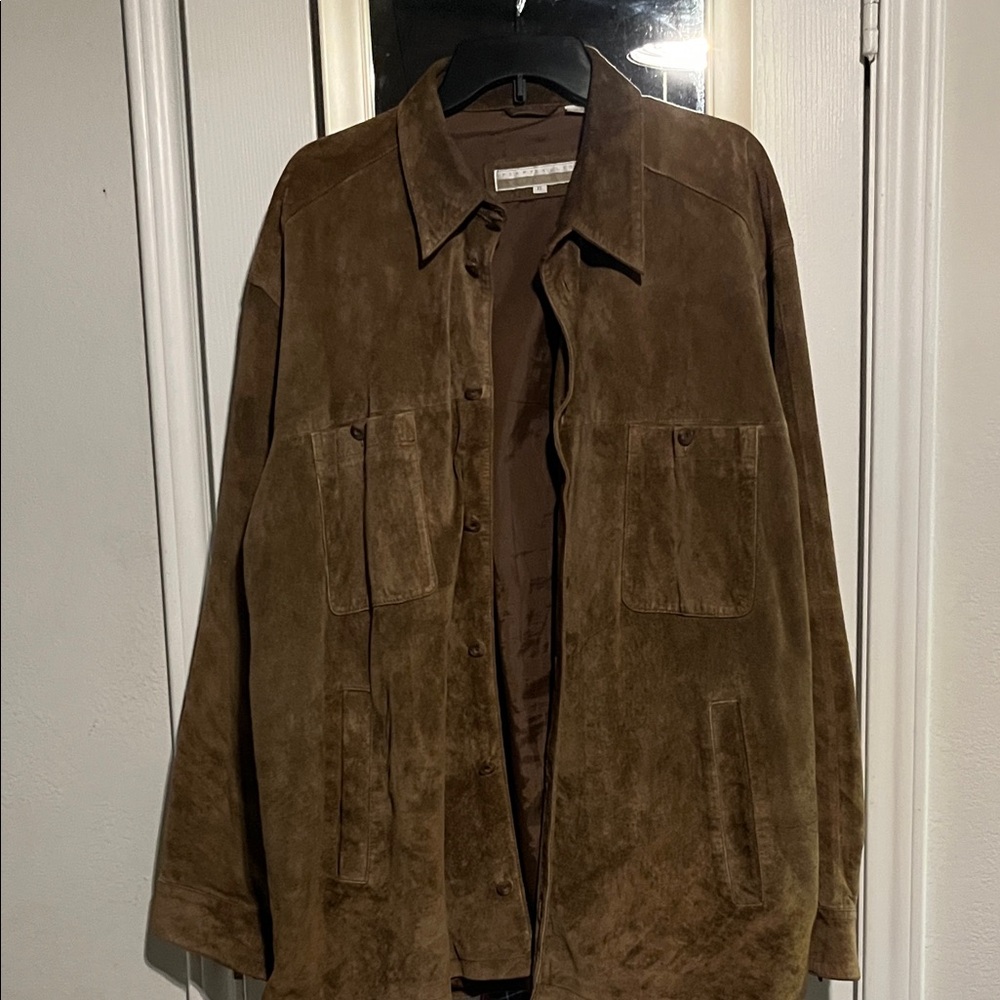 Perry Ellis Men's Tan Suede Shirt Jacket